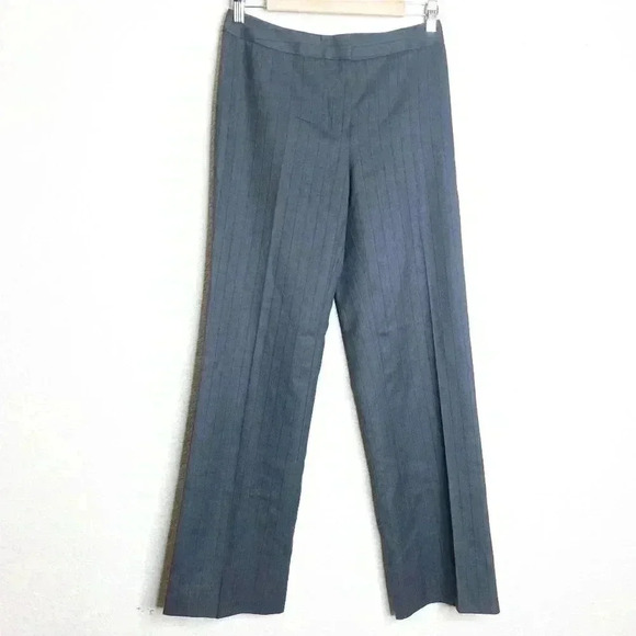 Lafayette 148 Striped Slacks OfficePants Wool Grey - Picture 1 of 8